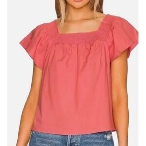 NWT Rails Sonora Top Women's XXL Spiced Coral Smocked Ruffle Sleeve Organic